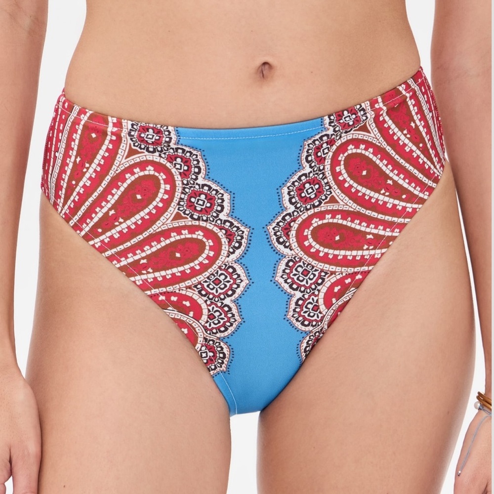 FARM Rio Jandaya Blue and Red Paisley Bikini Bottom